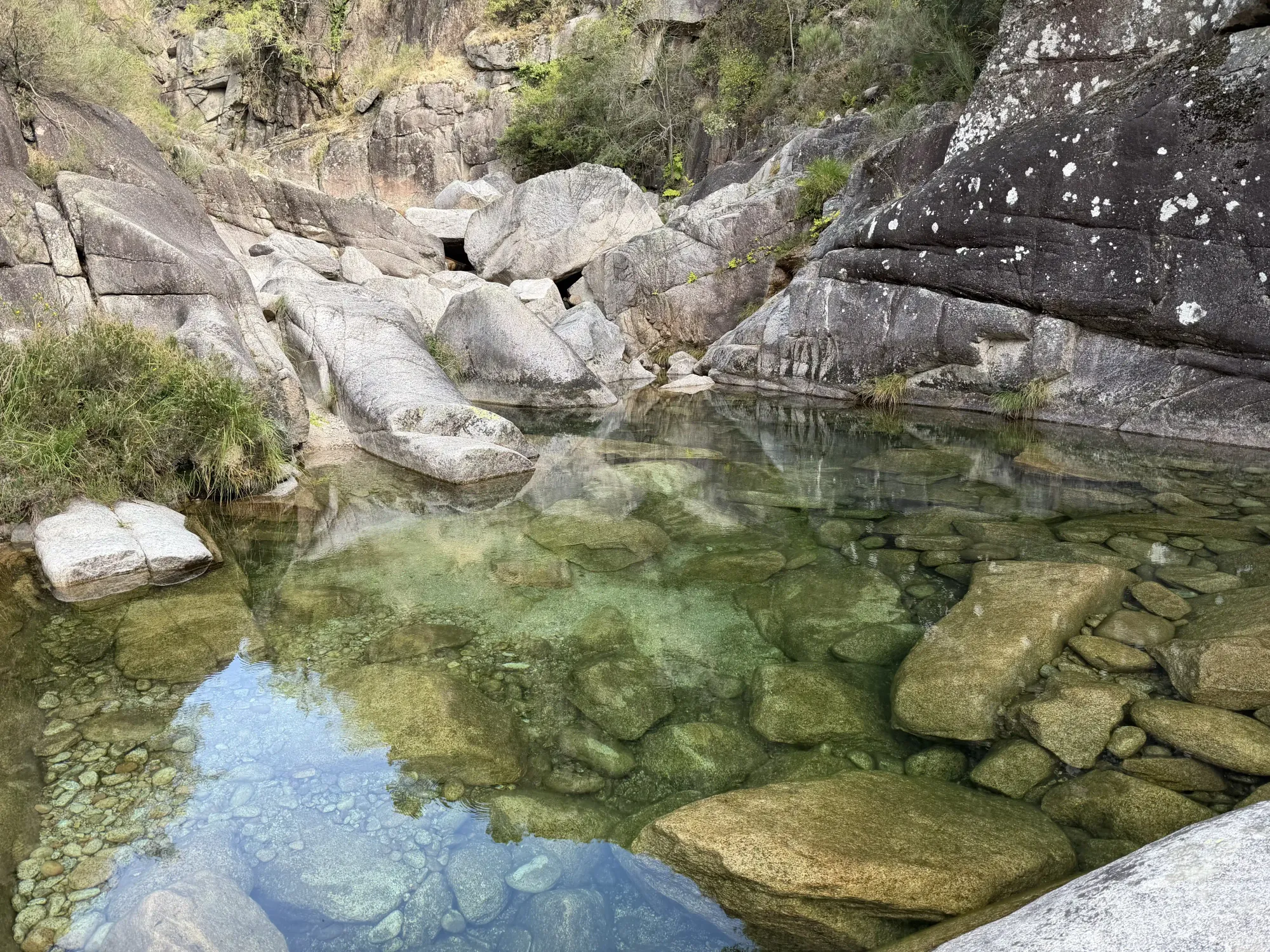 A clear water pool along a river.